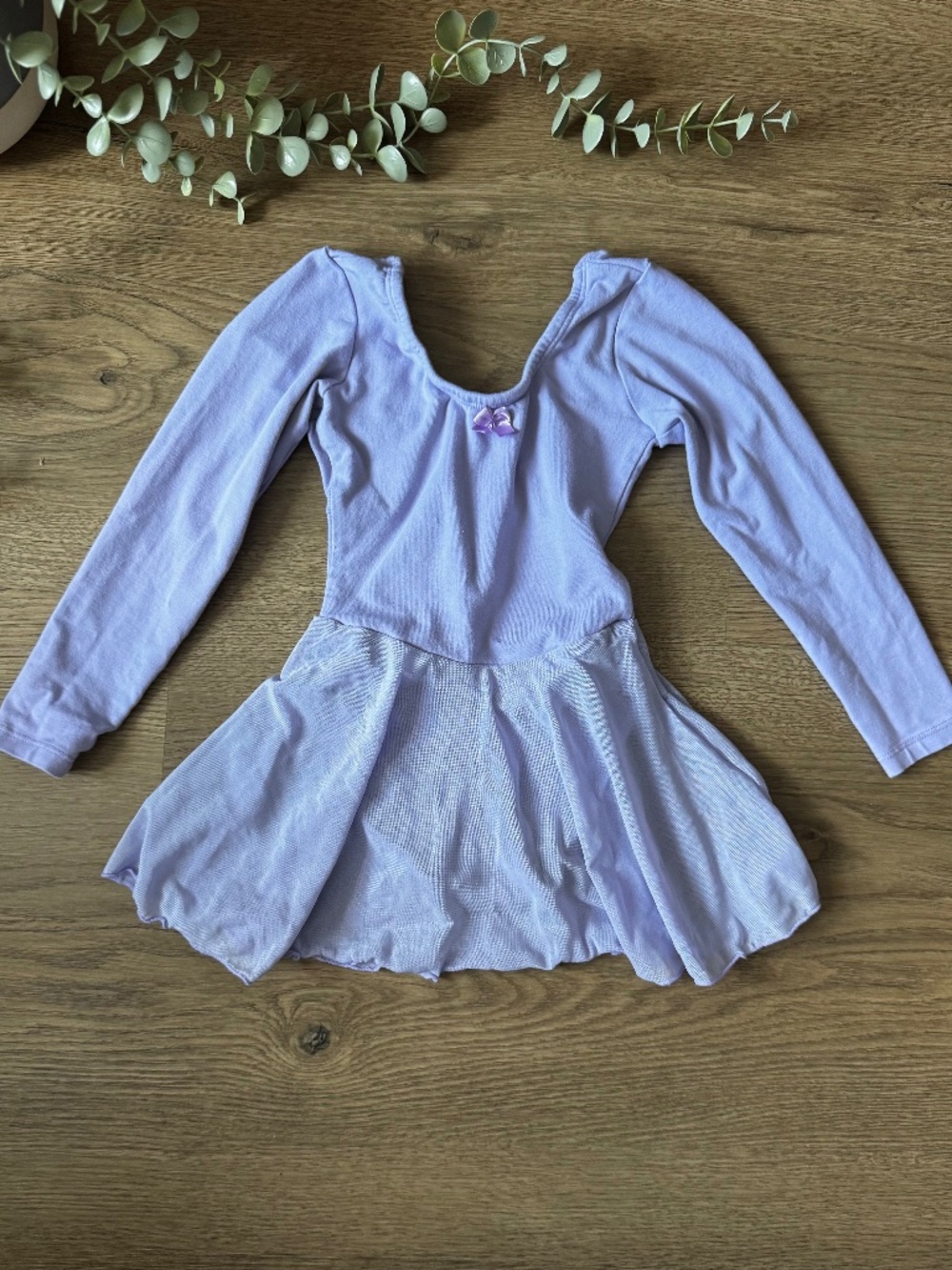 Dansina Lavender Ballet Leotard Dress Girls Long Sleeve Dance Tutu Size XS